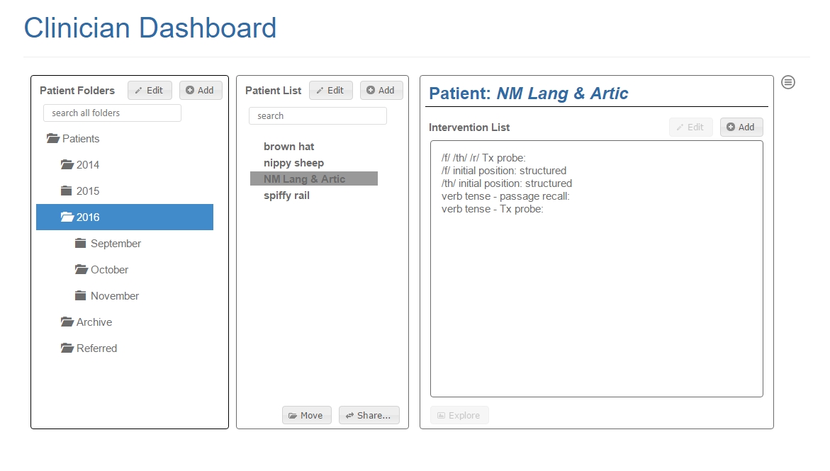 clinician dashboard